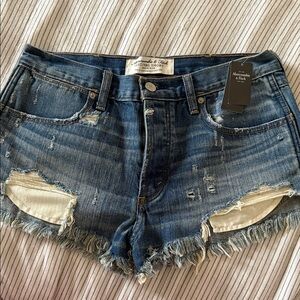 vintage Abercrombie & Fitch Blue Distressed High Rise Shorts
